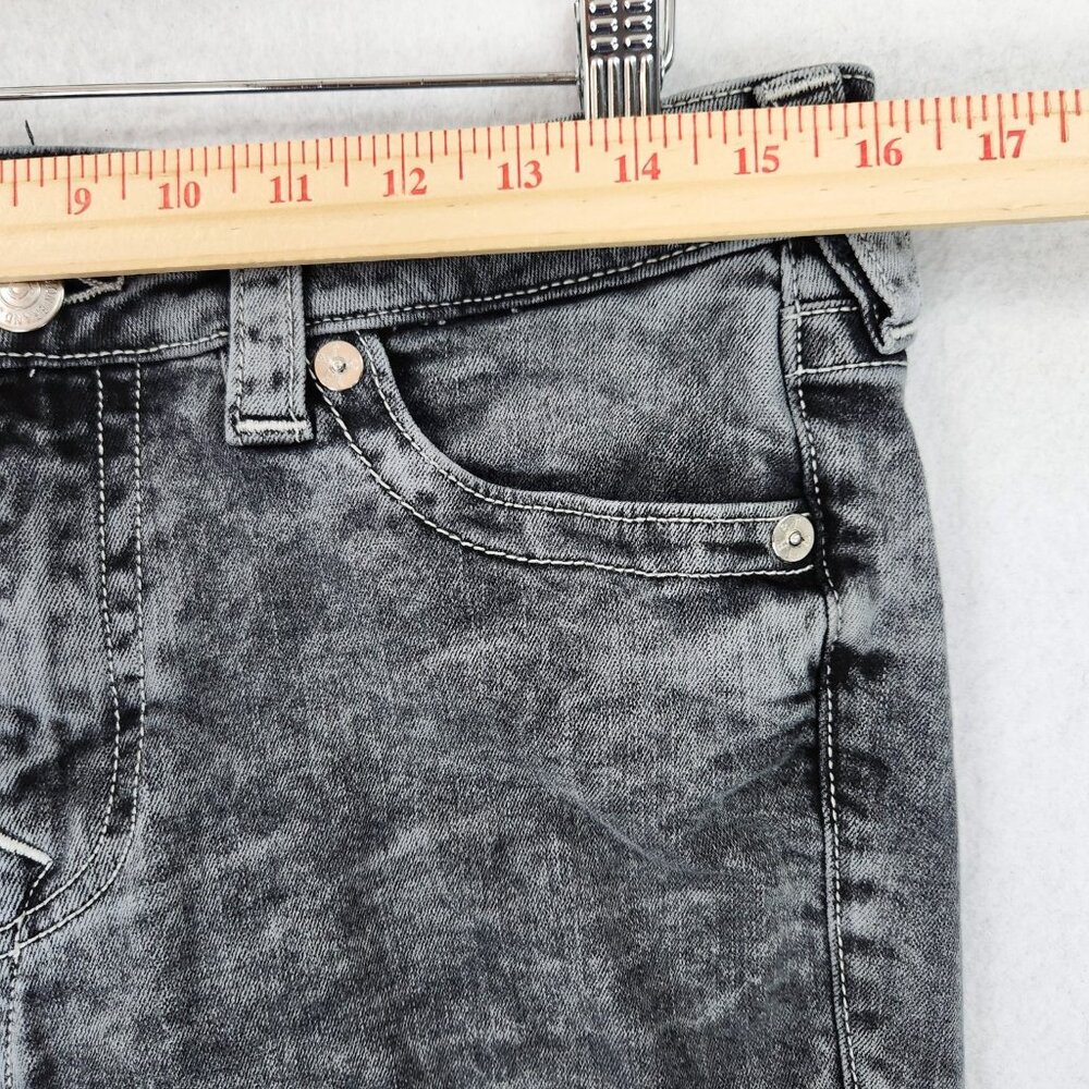 True Religion Women's Straight Leg Jeans in Acid Wash Gray - Picture 3 of 11